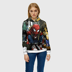 Толстовка-худи женская Человек-паук в больших кедах, цвет: 3D-белый — фото 2