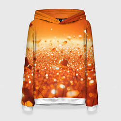 Толстовка-худи женская Оранжевые блестящие частицы текстура, цвет: 3D-белый