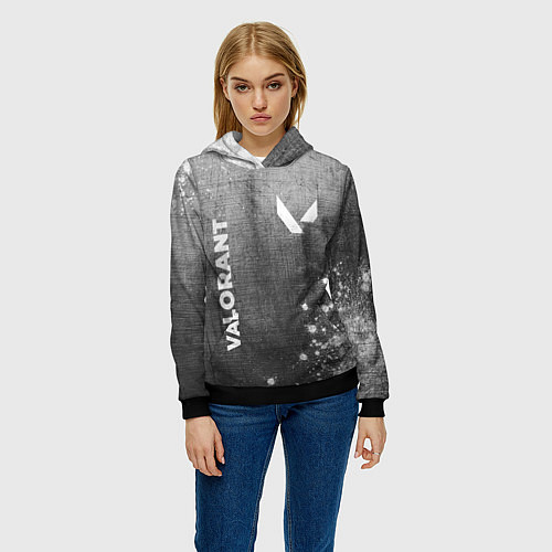 Женская толстовка Valorant - grey gradient вертикально / 3D-Черный – фото 3