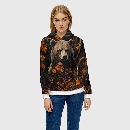 Женская толстовка Медведь в лесной чаще / 3D-Белый – фото 3