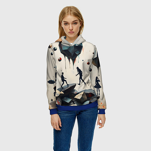 Женская толстовка Сюрреалистичные люди и камни / 3D-Синий – фото 3