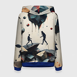 Толстовка-худи женская Сюрреалистичные люди и камни, цвет: 3D-синий