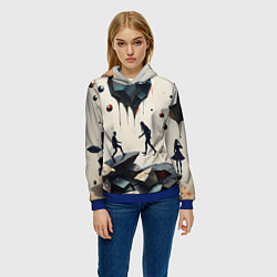 Толстовка-худи женская Сюрреалистичные люди и камни, цвет: 3D-синий — фото 2