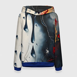 Толстовка-худи женская Сюрреалистичная абстракция с каплями, цвет: 3D-синий