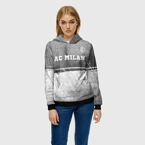 Женская толстовка AC Milan - grey gradient посередине / 3D-Черный – фото 3