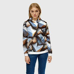 Толстовка-худи женская Каменно металлическая абстракция, цвет: 3D-белый — фото 2