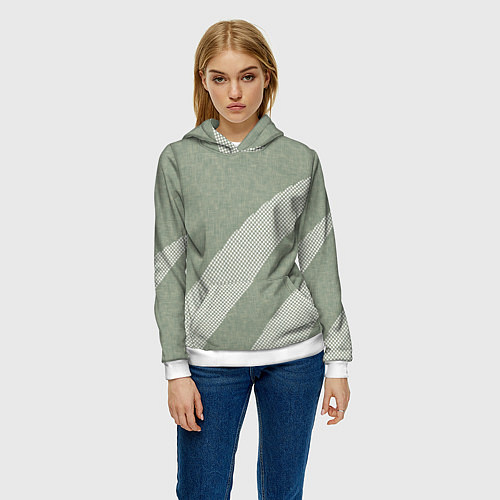Женская толстовка Светлый серо-зелёный абстрактный / 3D-Белый – фото 3