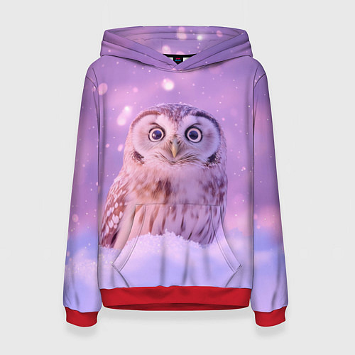 Женская толстовка Удивленная сова / 3D-Красный – фото 1
