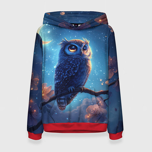 Женская толстовка Сова на фоне ночного неба / 3D-Красный – фото 1