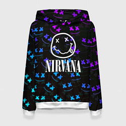Толстовка-худи женская Nirvana x marshmello neon, цвет: 3D-белый