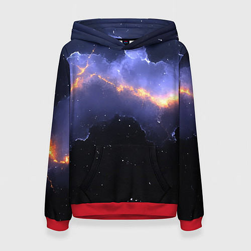 Женская толстовка Молния в фиолетовом небе текстура / 3D-Красный – фото 1