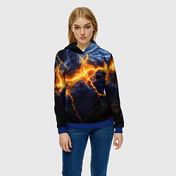 Толстовка-худи женская Молнии в разбитом небе, цвет: 3D-синий — фото 2