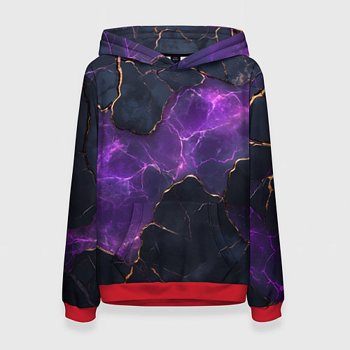 Женская толстовка Фиолетовый разлом с молниями / 3D-Красный – фото 1