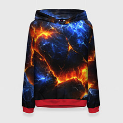 Толстовка-худи женская Лада и лед в разломе плит, цвет: 3D-красный