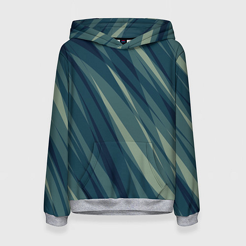 Женская толстовка Зеленовато-синий полосы / 3D-Меланж – фото 1