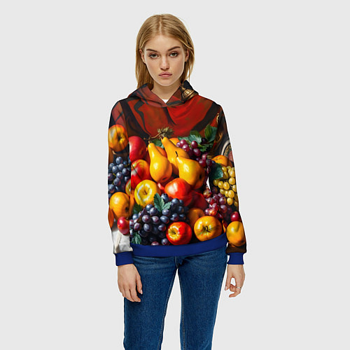 Женская толстовка Фруктовый натюрморт / 3D-Синий – фото 3