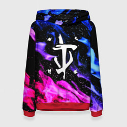 Толстовка-худи женская Doom flame neon, цвет: 3D-красный