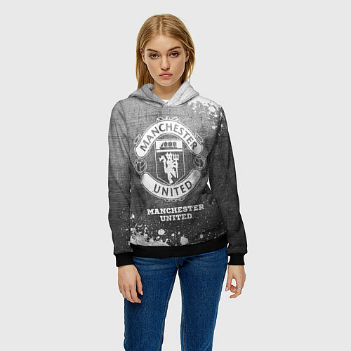 Женская толстовка Manchester United - grey gradient / 3D-Черный – фото 3