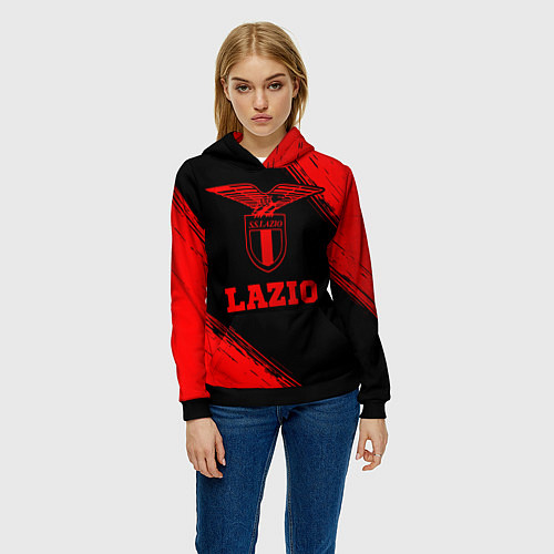 Женская толстовка Lazio - red gradient / 3D-Черный – фото 3