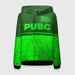 Толстовка-худи женская PUBG - green gradient посередине, цвет: 3D-черный