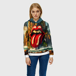 Толстовка-худи женская Rolling Stones - sea rocks, цвет: 3D-белый — фото 2