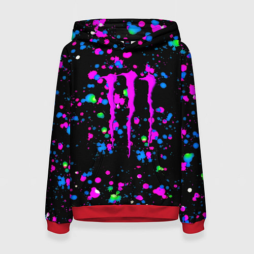 Женская толстовка Monster energy неоновые краски / 3D-Красный – фото 1