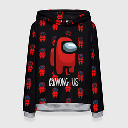 Толстовка-худи женская Игра в кальмара x амонг ас, цвет: 3D-меланж