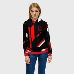 Толстовка-худи женская Nirvana текстура полосы, цвет: 3D-красный — фото 2