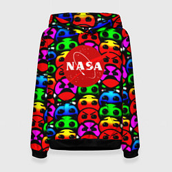 Толстовка-худи женская NASA smile, цвет: 3D-черный