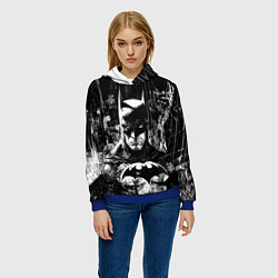 Толстовка-худи женская Бэтмен черно-белый стиль, цвет: 3D-синий — фото 2