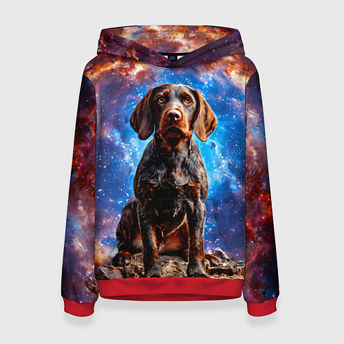 Женская толстовка Дратхаар в космосе / 3D-Красный – фото 1
