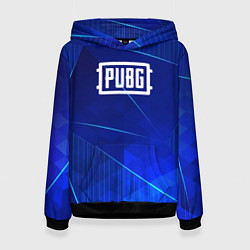 Толстовка-худи женская PUBG blue poly, цвет: 3D-черный