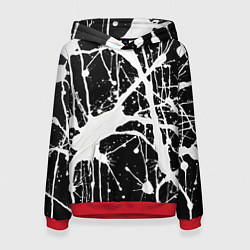 Толстовка-худи женская Брызги белой краски, цвет: 3D-красный