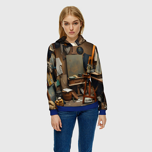 Женская толстовка Мастерская художника / 3D-Синий – фото 3