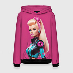 Толстовка-худи женская Кукла Барби - киберпанк, цвет: 3D-черный