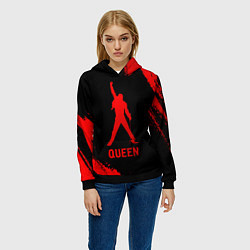 Толстовка-худи женская Queen - red gradient, цвет: 3D-черный — фото 2