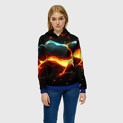 Толстовка-худи женская Лава в черной текстуре, цвет: 3D-синий — фото 2