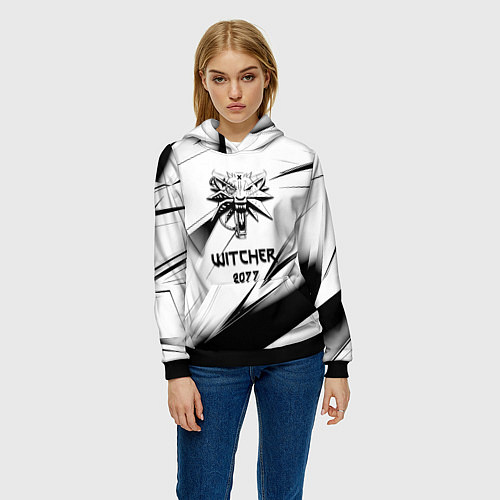 Женская толстовка Ведьмак stripes / 3D-Черный – фото 3