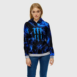 Толстовка-худи женская Monster energy искры дымы, цвет: 3D-меланж — фото 2