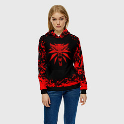 Толстовка-худи женская Ведьмак красные краски, цвет: 3D-черный — фото 2