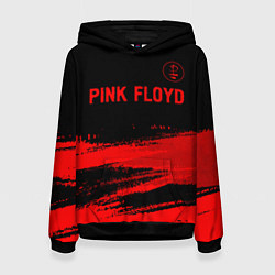 Толстовка-худи женская Pink Floyd - red gradient посередине, цвет: 3D-черный