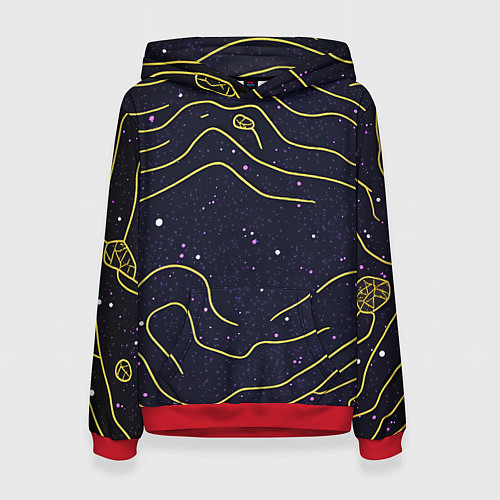 Женская толстовка Абстракция золотых линий текстура / 3D-Красный – фото 1