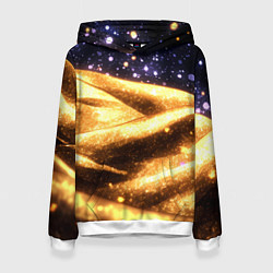 Толстовка-худи женская Золотая текстура и синее небо, цвет: 3D-белый