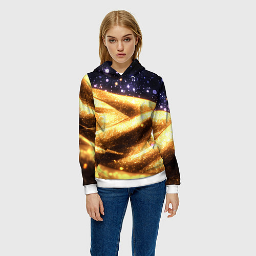 Женская толстовка Золотая текстура и синее небо / 3D-Белый – фото 3