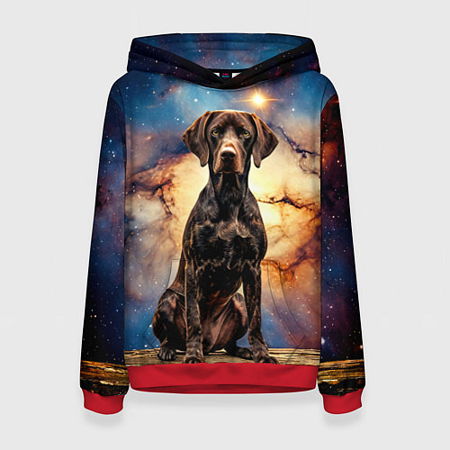 Женская толстовка Курцхаар и космос / 3D-Красный – фото 1