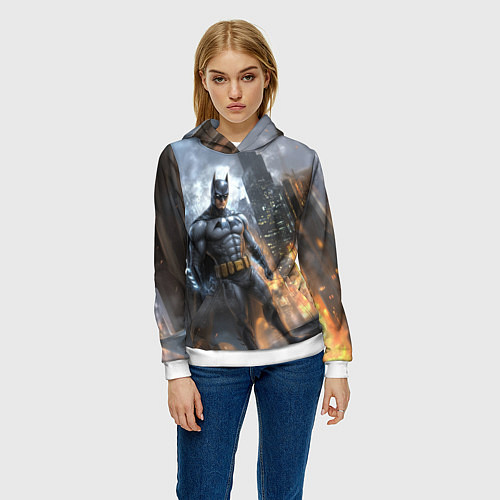 Женская толстовка Бэтмен - старый стиль / 3D-Белый – фото 3