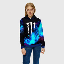 Толстовка-худи женская Monster energy космос, цвет: 3D-синий — фото 2