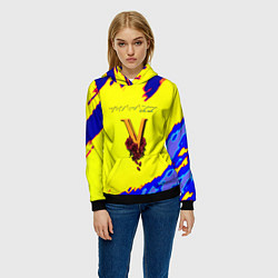 Толстовка-худи женская Cyberpunk краски неоновые, цвет: 3D-черный — фото 2