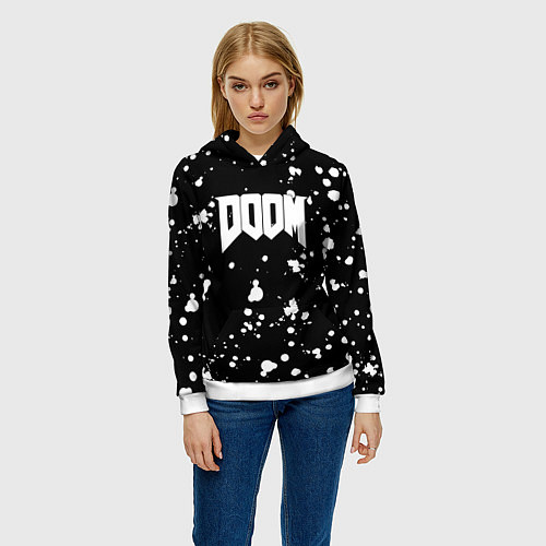 Женская толстовка Doom белые краски всплеск / 3D-Белый – фото 3