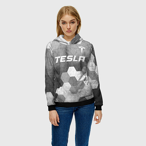 Женская толстовка Tesla - grey gradient посередине / 3D-Черный – фото 3